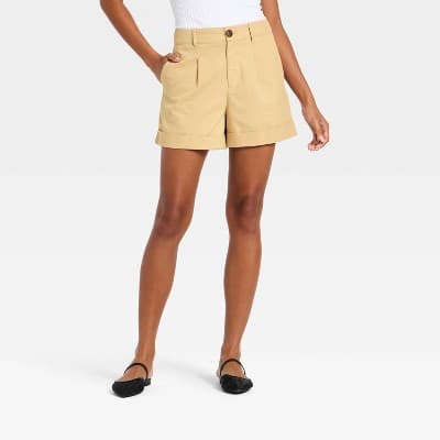 Women's High-Rise Luxe Linen Tailored Shorts - A New Day™ Tan 14