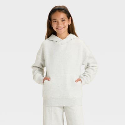 Girls' Oversized Fleece Hoodie Sweatshirt - art class™ Gray XL
