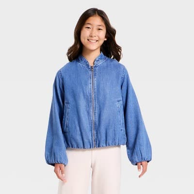 Girls' Denim Bubble Blouson Jacket - art class™ L