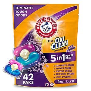 42-Ct Arm & Hammer Plus OxiClean w/ Odor Blasters 5-in-1 Laundry Detergent Power Paks $5.70 w/ Subscribe & Save & More