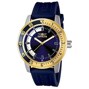 Invicta 45mm Men's Silicone Quartz Watch - Blue & Gold