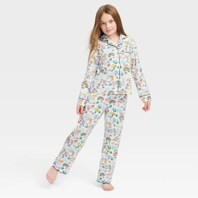 Girls' Roadtrip Long Sleeves and Pants Pajama Set Blue/Yellow/Pink - Roller Rabbit x Target XS