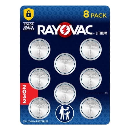 Rayovac CR2032 Coin Batteries - 8-Pack, Compatible with AirTag and Tile