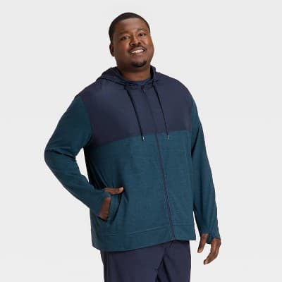 Men's Big Soft Stretch Full Zip Top - All In Motion™ Teal Blue 3XL