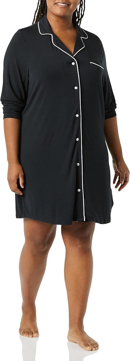 Amazon Essentials Piped Nightshirt in Black - Plus Sizes Available