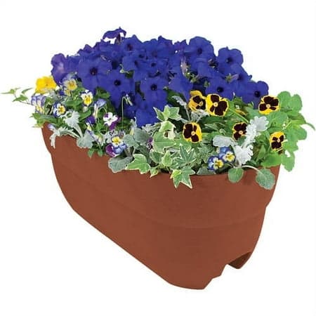 Bloomers Railing Planter with Drainage Holes – 24" Weatherproof Resin Planter - Terracotta
