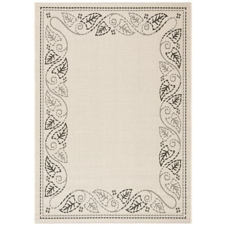 SAFAVIEH Courtyard Eliza Botanical Indoor/Outdoor Area Rug, Sand/Black, 5'3" x 7'7"