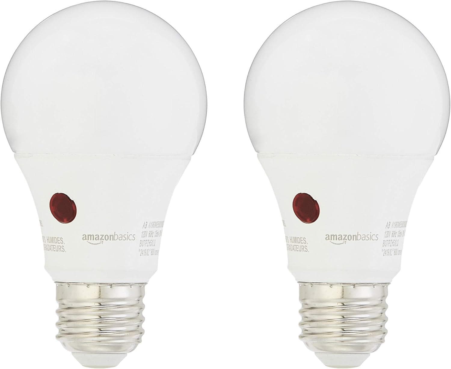 2-Count Amazon Basics A19 60W Equivalent Dusk to Dawn Sensor LED Light Bulb Amazon