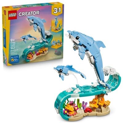 LEGO Creator 3 in 1 Sea Animals: Beautiful Dolphins Building Toy, Easter Basket Gifts for Kids, 31385
