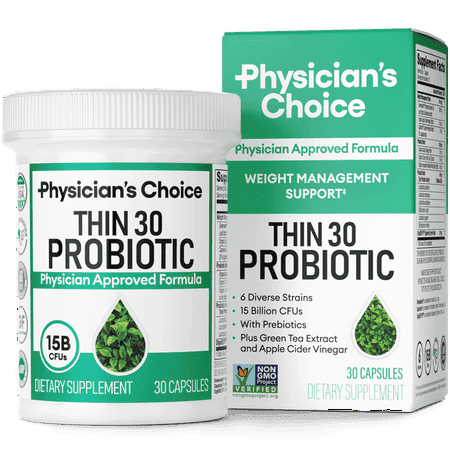 Physician's Choice Thin 30 Probiotic 30 Counts for Weight Management & Bloating - Supports Gut Health for Women & Men