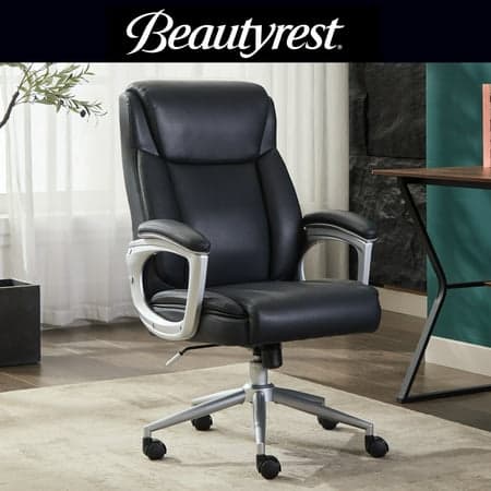 Beautyrest Beyla Ergonomic Manager Office Chair with Padded Armrest for Teens and Adults, Black