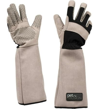 PetFusion Multipurpose Puncture and Water-Resistant Pet Grooming and Bathing Gloves, For Dogs, Cats and Pets, Medium, Grey, 1 Pair