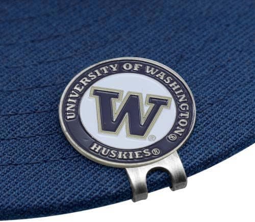 Team Golf NCAA Washington Huskies Cap Clip With 2 Golf Ball Markers Golf Cap Clip with 2 Removable Double-Sided Enamel Magnetic Ball Markers, Attaches Easily to Hats