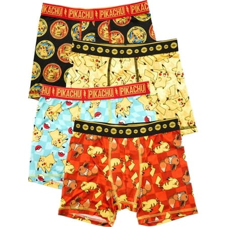 Pokémon Boys Boxer Brief Underwear, 4-Pack, Sizes XS-XL