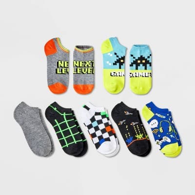 Boys' 7pk Gamer No Show Socks - Cat & Jack™ S