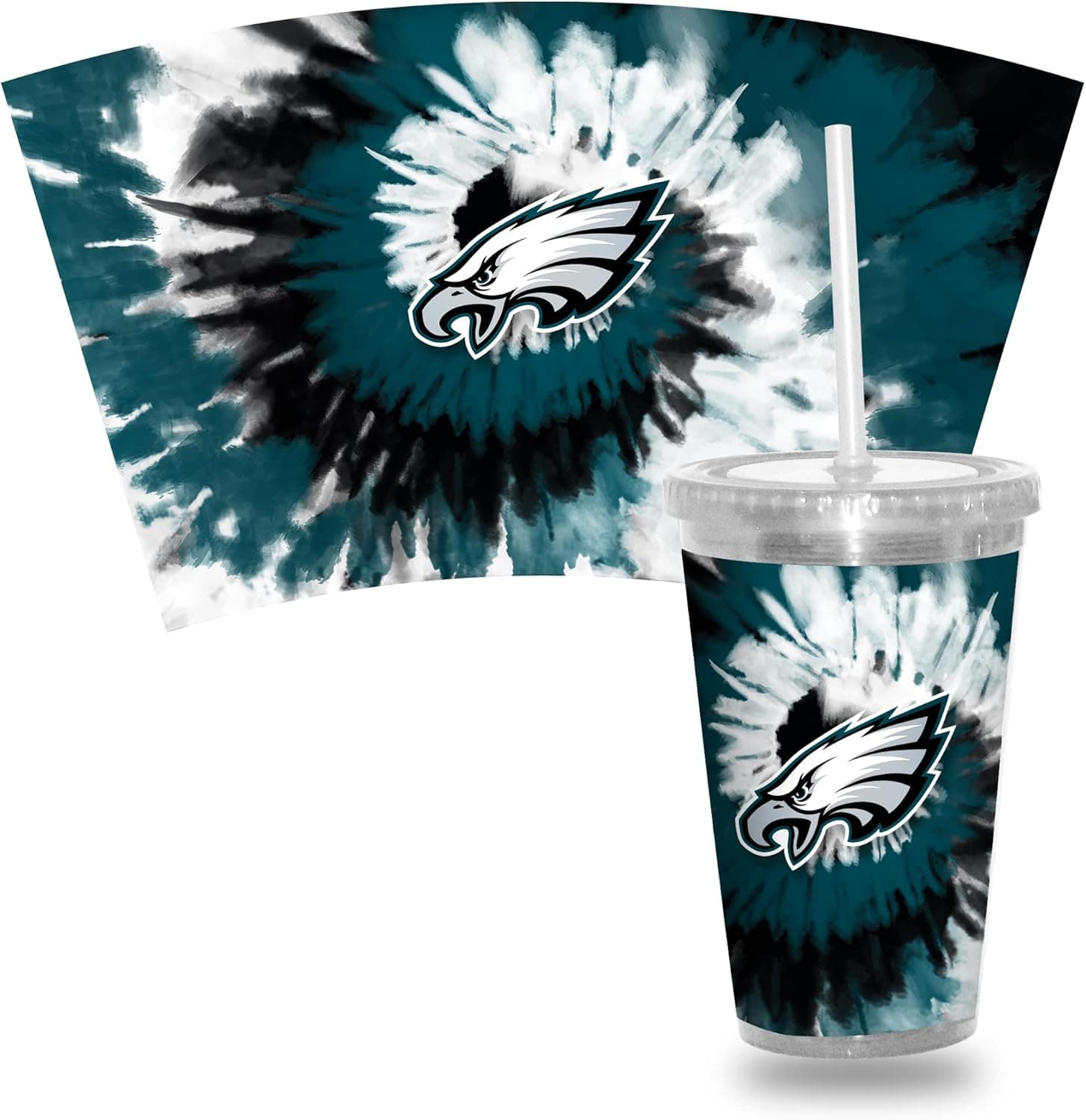 NFL Eagles Metallic Tye Dye Tumbler with Straw