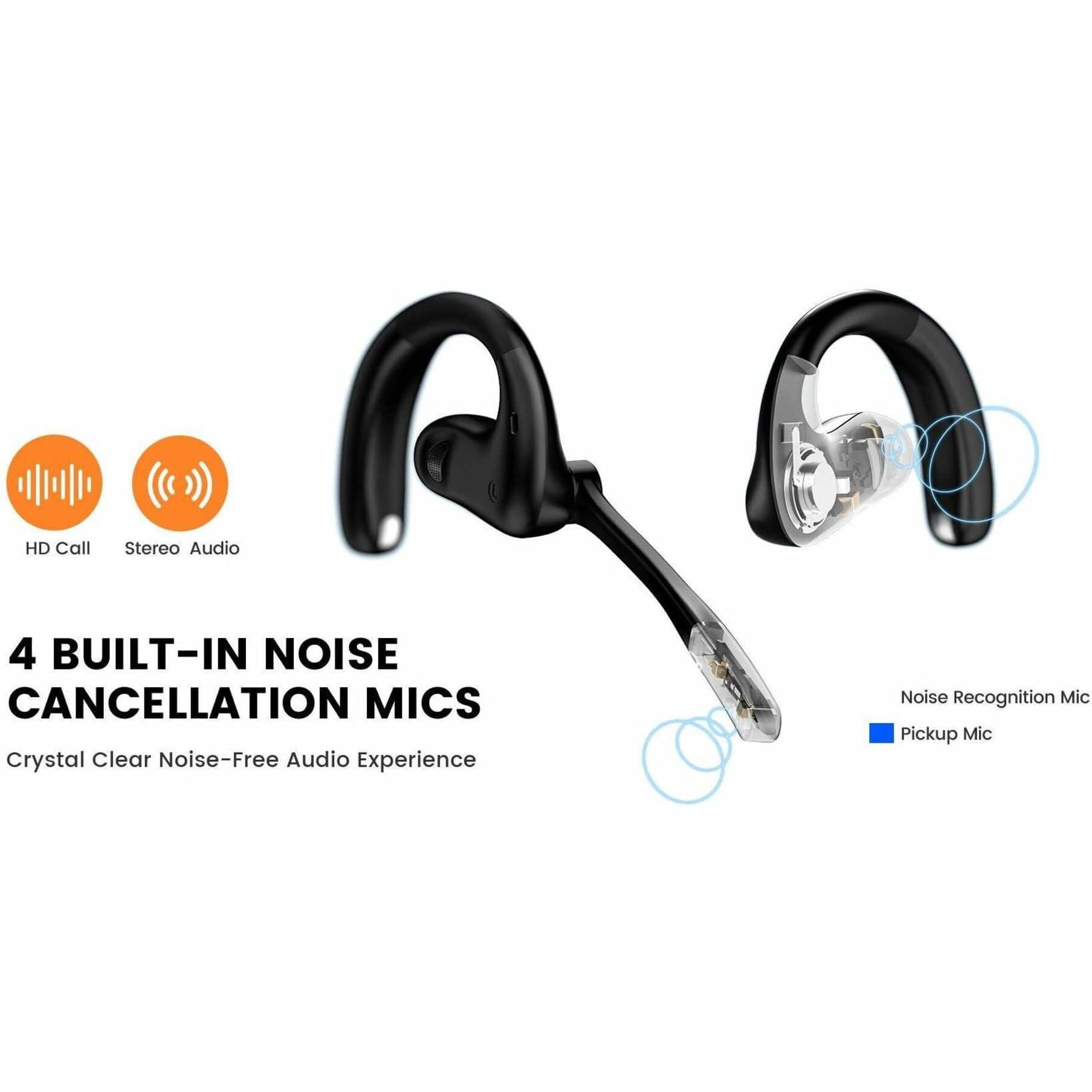 EKSA Telecom - S30 AI-Powered Open-Ear Air Conduction True Wireless Headset - Black