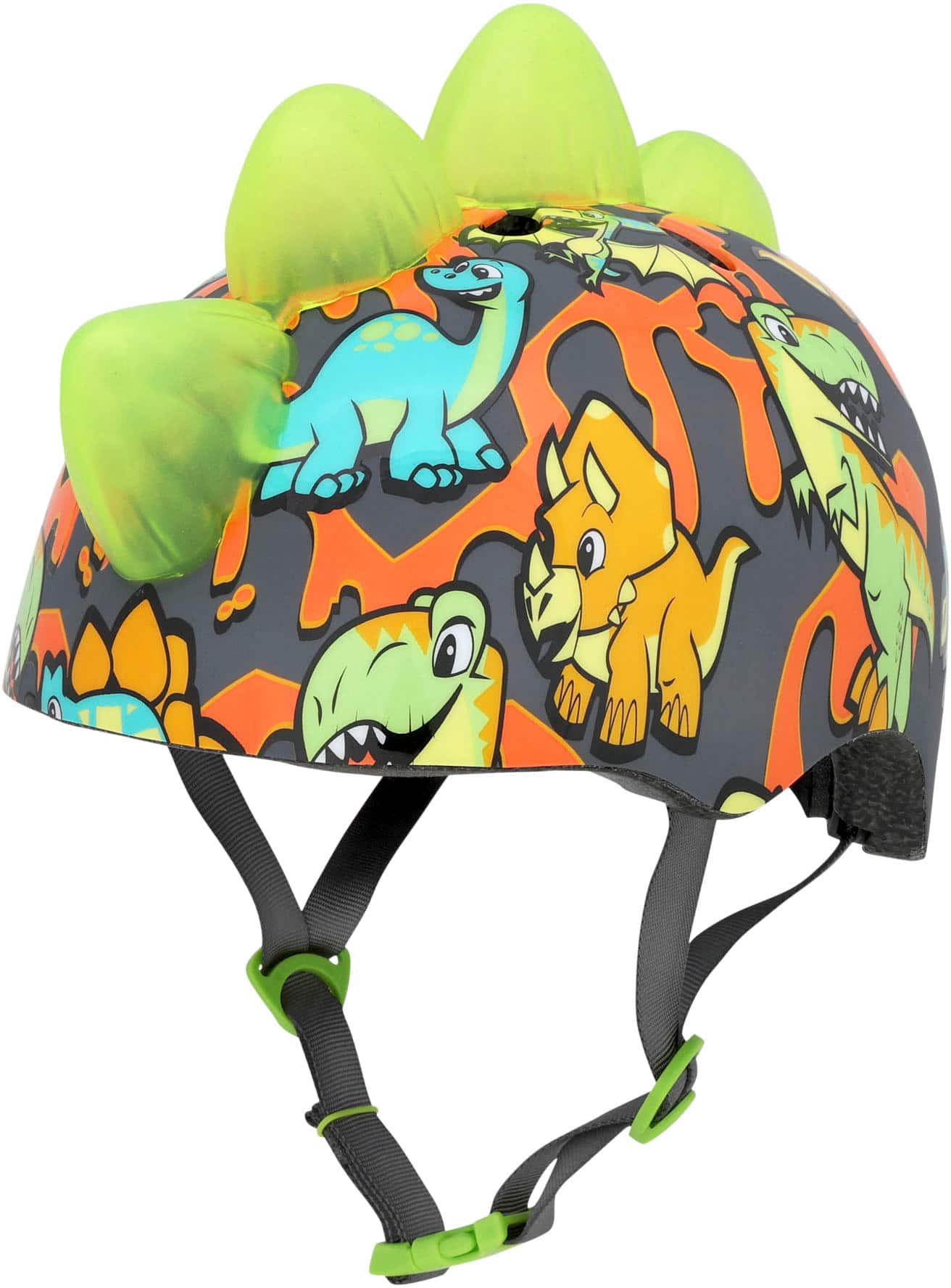 Raskullz - FOSSILHAWK TODDLER LED HELMET for Bike and Scooter - Toddler - Green and Orange
