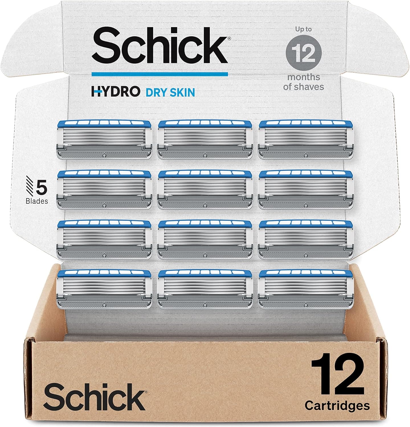 Schick Hydro Dry Skin Razor Refills for Men, 12-Pack