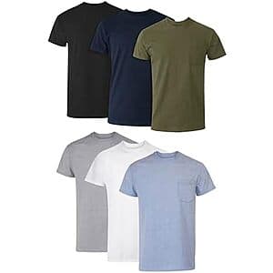 6-Pack Hanes Men's Pocket T-Shirt Undershirts (6 Color Pack) $13.75
