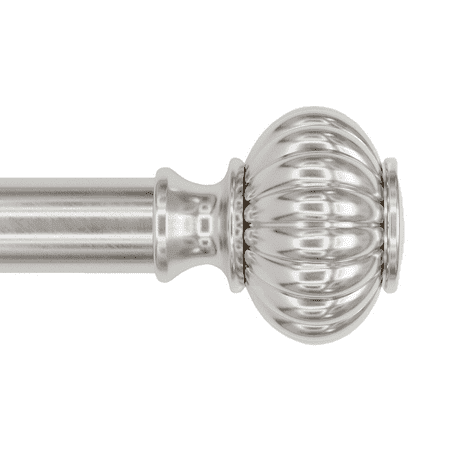 Better Homes & Gardens 1" Brushed Nickel Knob Adjustable Single Curtain Rod Set, 120"-180"