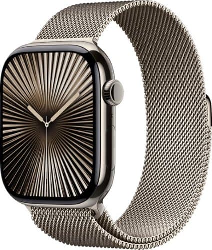 Refurbished Apple Watch Series 10 (GPS+Cellular) 46mm Titanium Case with Natural Milanese Loop - M/L - Natural - (2024)