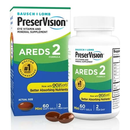 PreserVision AREDS 2 Eye Vitamins and Minerals with Lutein and Zeaxanthin with OCUsorb Softgels, 60 Count