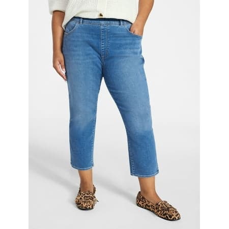 Terra & Sky Women's Plus Pull-On High Rise Capri Jegging, 23" Inseam, Sizes 0X-4X