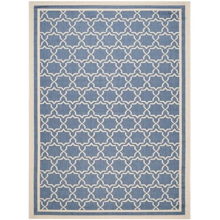 SAFAVIEH Courtyard Allison Geometric Bordered Indoor/Outdoor Area Rug, 9' x 12', Blue/Beige