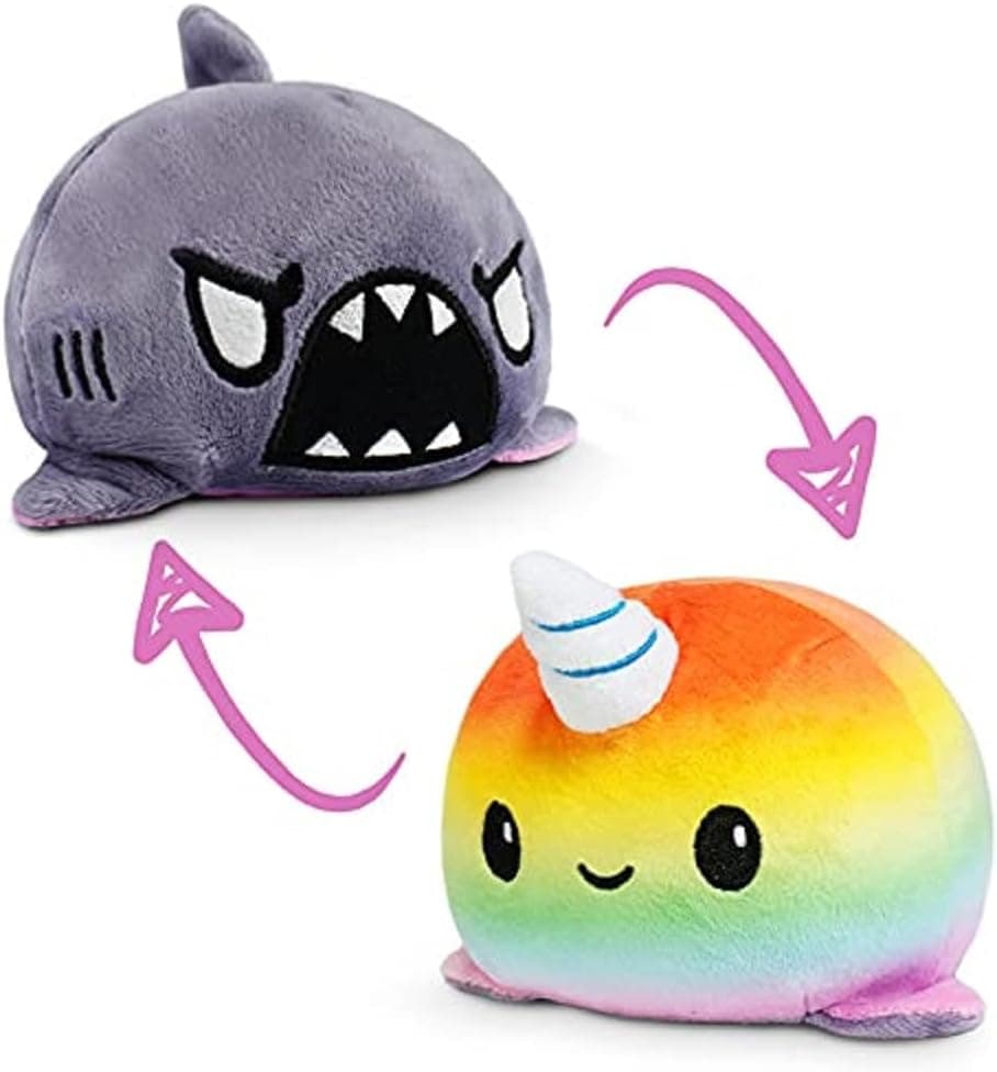 Reversible Shark & Narwhal Plushie - Cute Mood-Expressing Toy