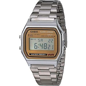 Casio A158WEA Digital Watch with Stainless Steel Band - $22