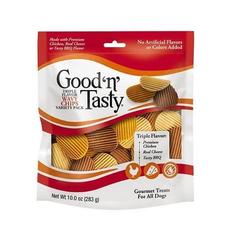 Good ‘n’ Tasty Triple Flavor Wavy Chips Variety Pack, Treats for Dogs, 10 oz
