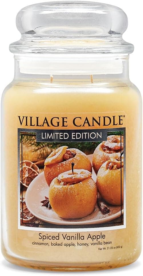 Enjoy the Cozy Scent of Spiced Vanilla Apple with this Large Candle