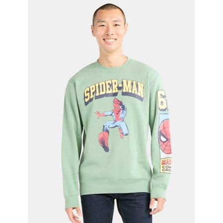 Marvel Spider-Man Men's Graphic Print Sweatshirt with Long Sleeves, Sizes S-2XL
