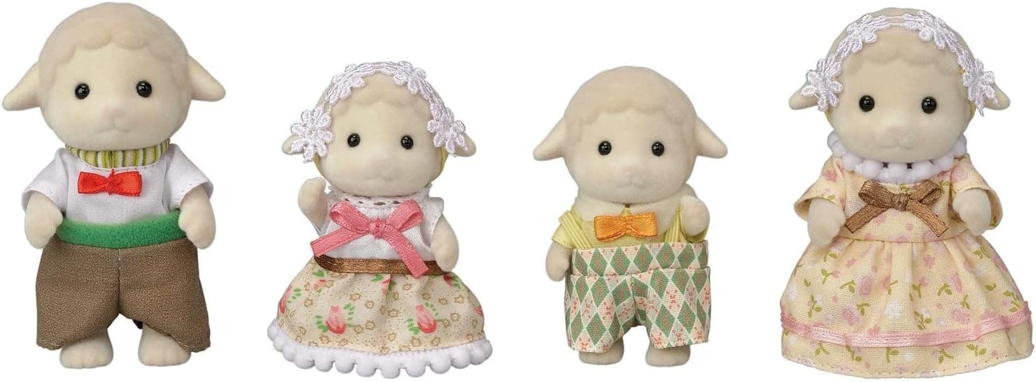 Calico Critters Sheep Family, Set of 4 Collectible Doll Figures
