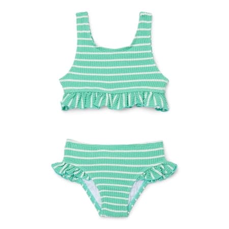 Wonder Nation Baby and Toddler Girls Ruffle Bikini Top and Bottoms Swim Set, 2-Piece, Sizes 12M-5T