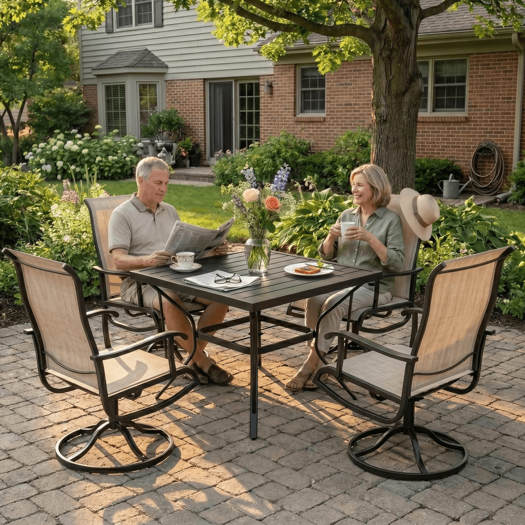 Pamapic Patio Set with 4 Swivel Chairs Now 41% Off