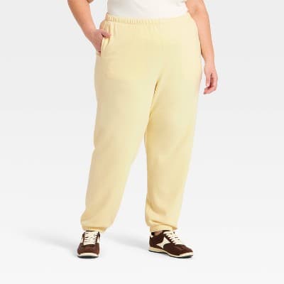 Women's Mid-Rise Fleece Jogger Pants - Universal Thread™ Yellow XXL