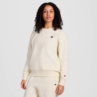 Champion Women's Fleece Crewneck Sweatshirt - Cream L