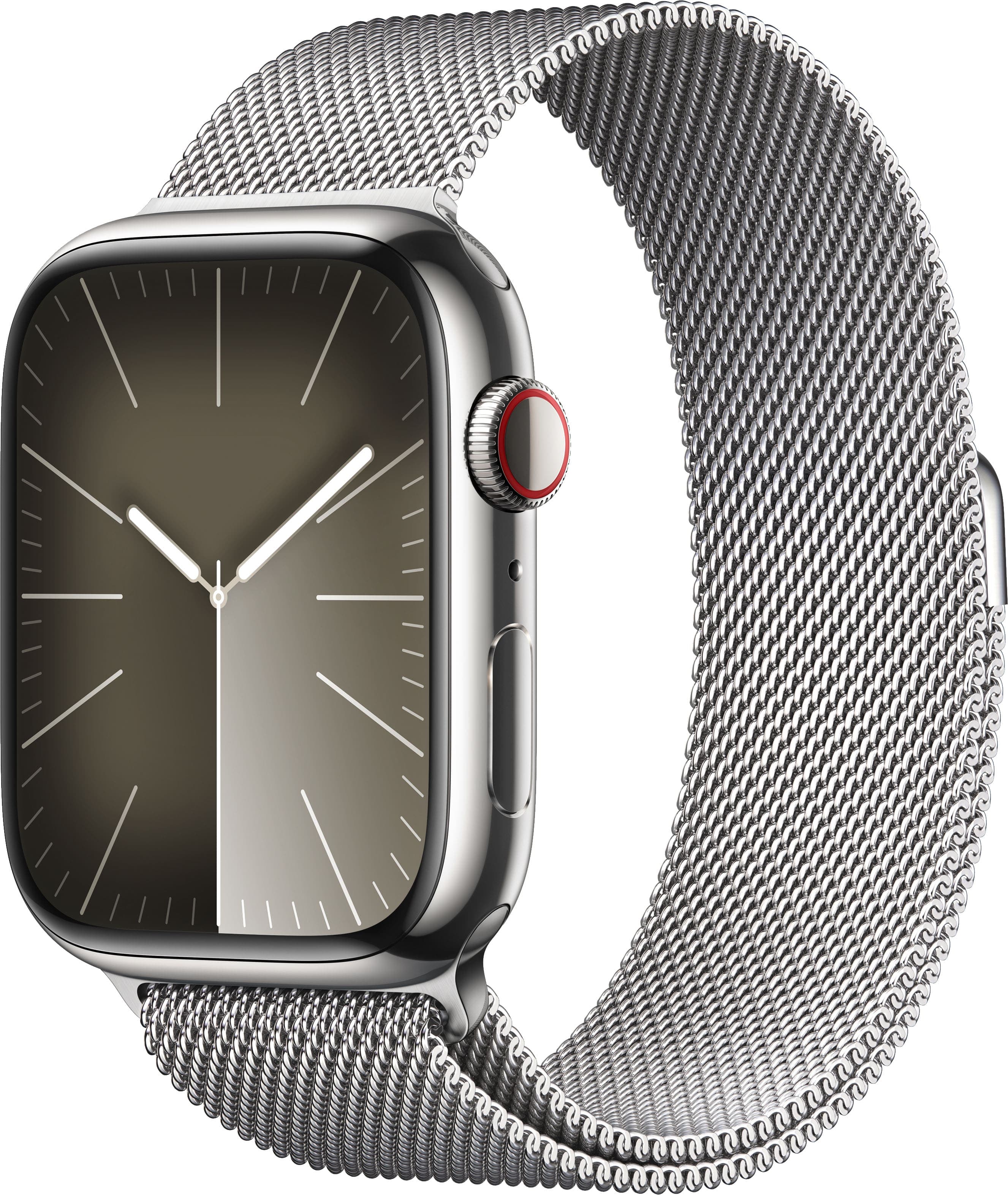 Apple GS Cert Refurb Watch Series 9 GPS + Cellular 45mm Stainless Steel Case with Silver Milanese Loop - Silver - (2023)