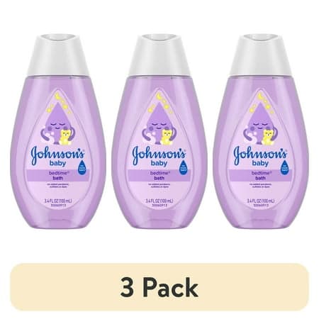 (3 pack) Johnson's Baby Bedtime Bath, Relaxing NaturalCalm Aromas, 3.4 fl. oz