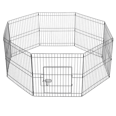 Alden Design 24in 16 Panels Foldable Metal Dog Playpen for Outdoor Indoor, Black