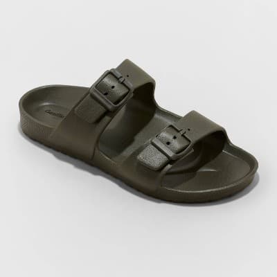 Men's Carson Two Band Slide Sandals - Goodfellow & Co™ Olive 7: Slip On, Open Toe, Non Marking Outsole