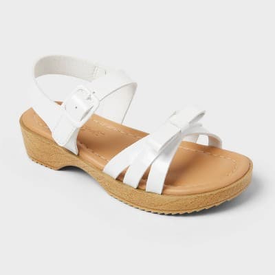 Toddler Janet Wood Bottom Sandals - Cat & Jack™ White 6T