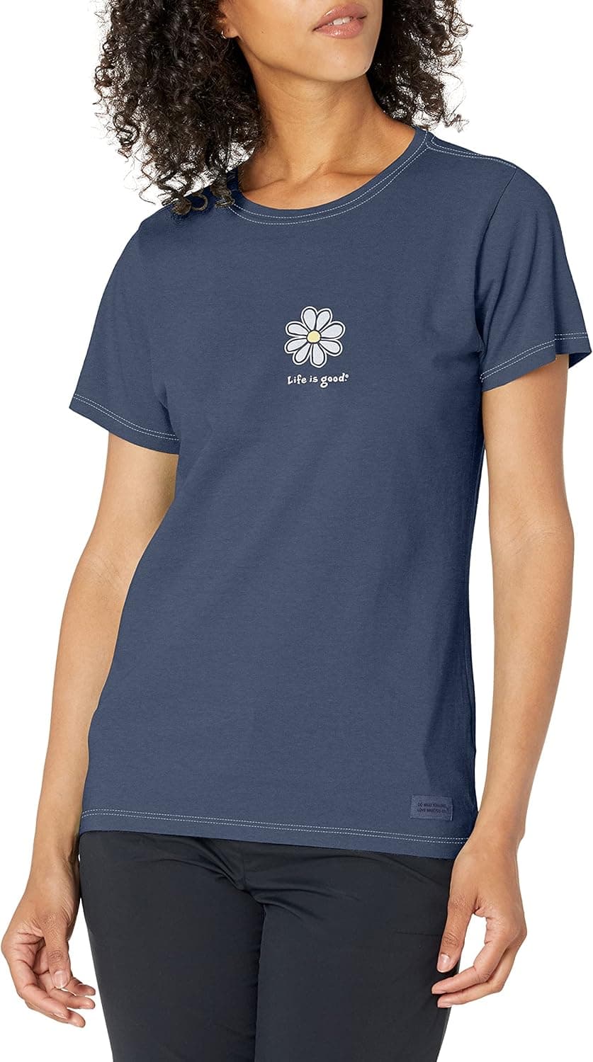 Iconic Women's Vintage Crusher Tee - Deep Blue Daisy