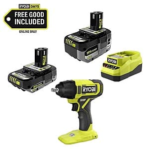 Ryobi One+ 18V Cordless Impact Wrench with Batteries and Charger for $89