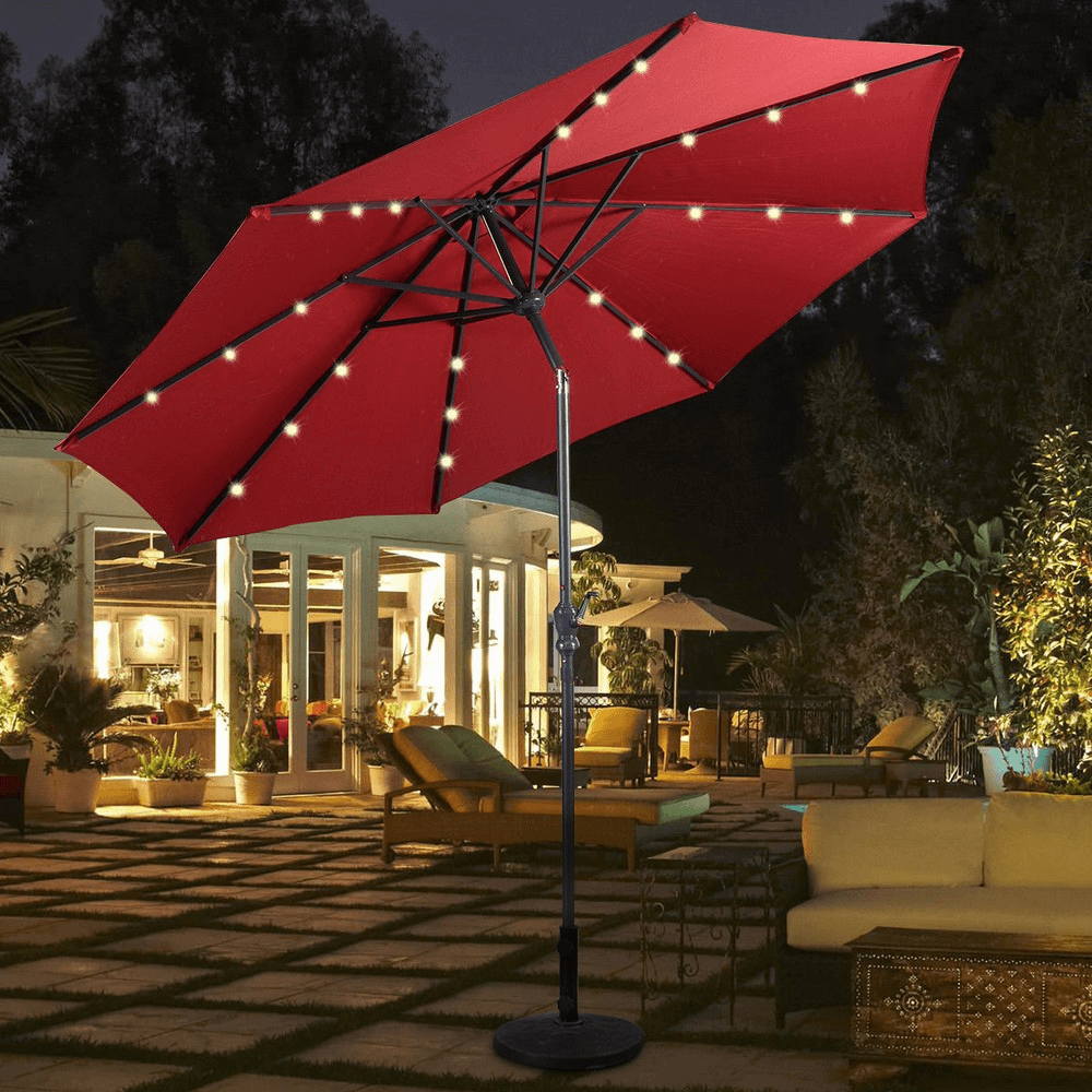 Solar Powered Umbrella with LED Lights - $65