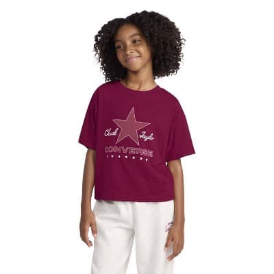 Converse® Girls' Short Sleeve Boxy Fit T-Shirt - Berry Purple/Pink S