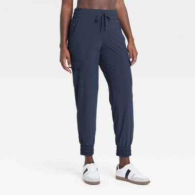 Women's Active Light Mid-Rise Cargo Jogger Pants - All In Motion™ Navy Blue XS: Moisture Wicking, Quick Dry, UPF 50+