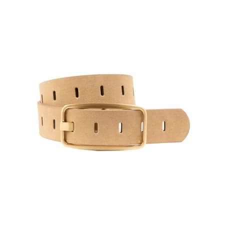 Time and Tru Women's Slotted Perforated Suede Belt, Camel